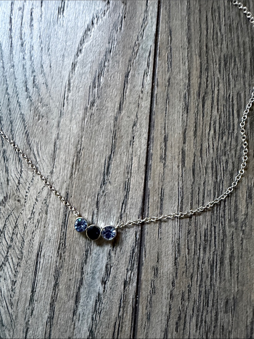 Delicate Silver Necklace with Three Blue Stones